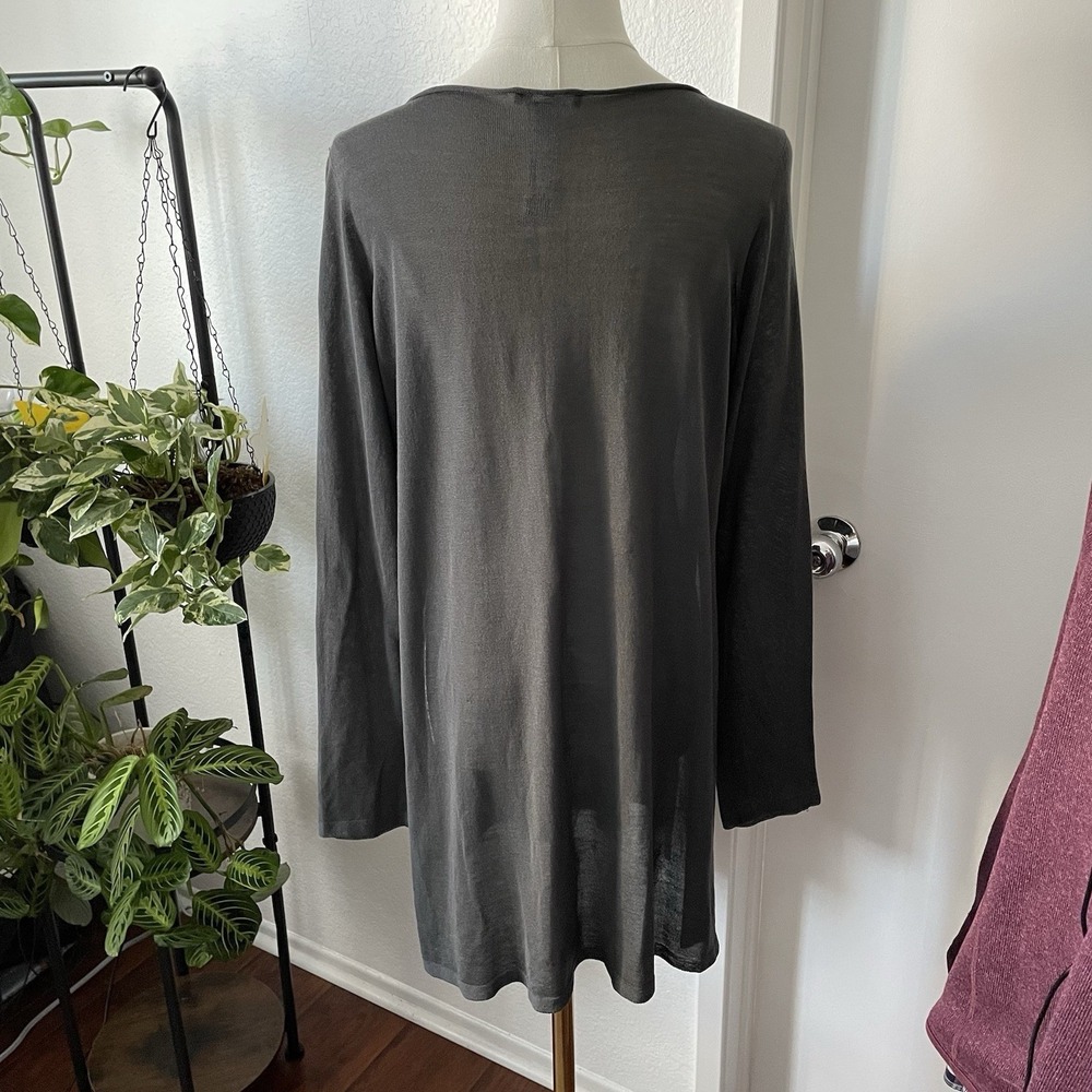 Eileen Fisher Tencel Semi Sheer Tunic Top Small Greyside Slits Lagenlook Coastal - Picture 10 of 11